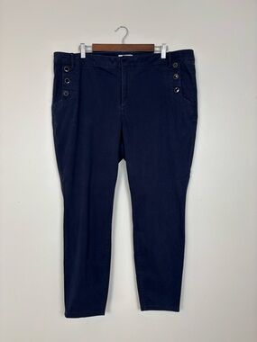 Loft Pants Womens 18 Blue Marisa Skinny Ankle Sailor Stretch‎ Casual Trouser